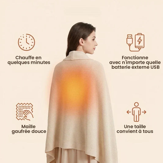 🔥Tragbare Heizdecke für Damen – Kuschelweicher Fleece-Poncho für den Winter